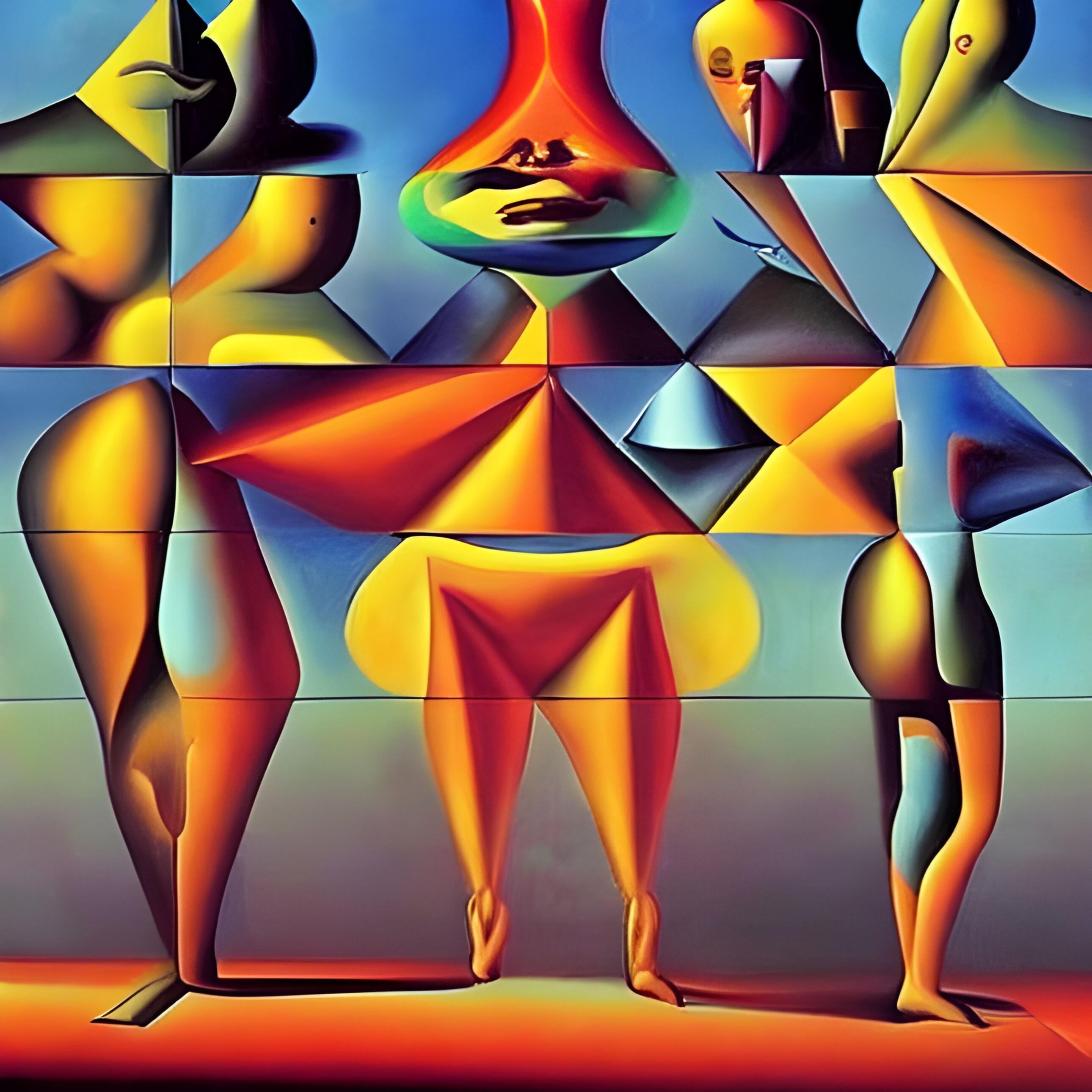 The Three Fat Ladies. Fine Art Print. SN Geometrism Collection. Geometric Abstraction, Modern Digital Shapes, Contemporary Composition.