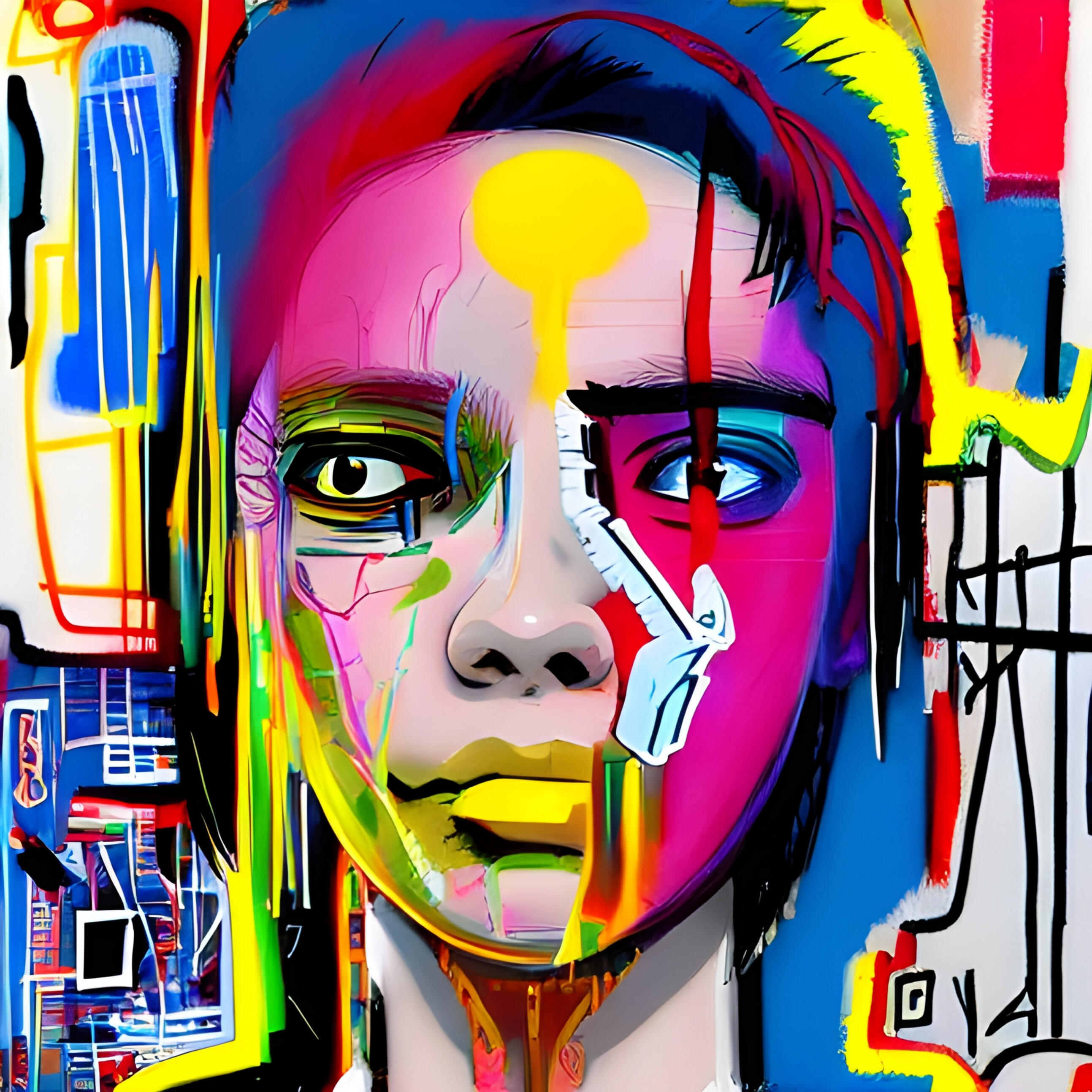 Sparky Punk No. 106 – Julia. Fine Art Print. SN Punks Collection. Abstract Expressionism, AI Portraiture, Urban Character Study.