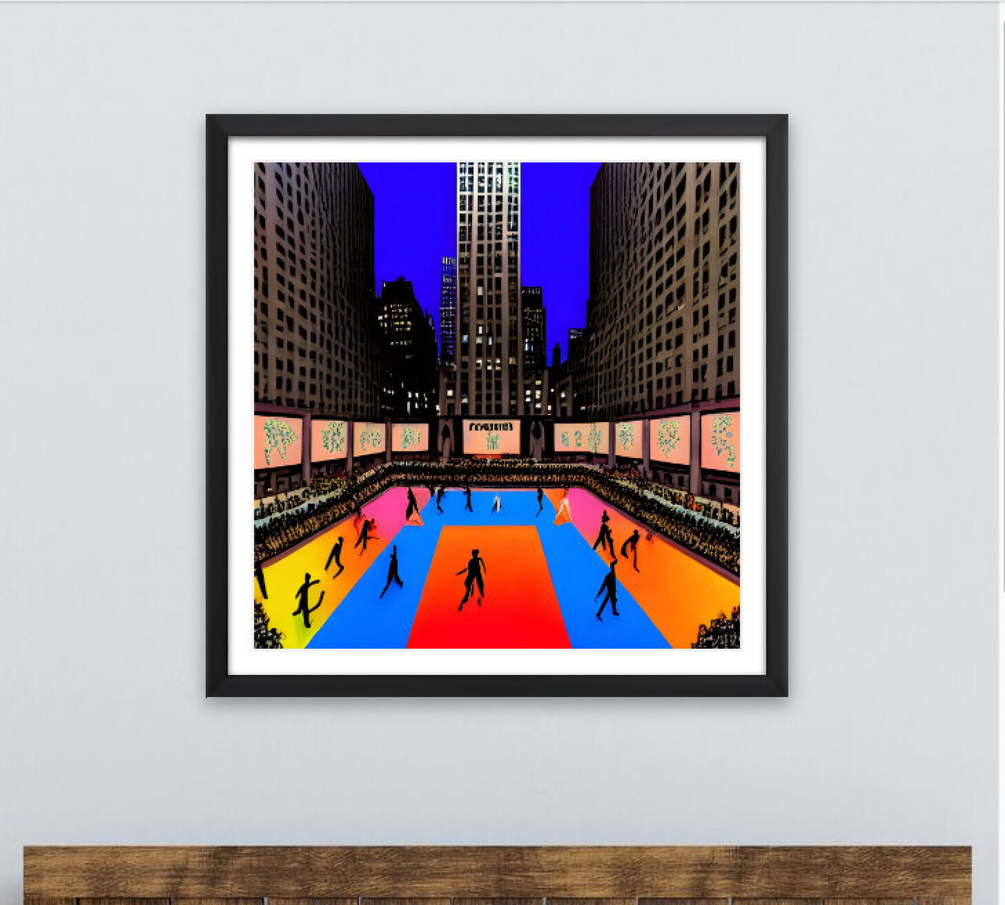 Playing Hockey on Rockefeller Center. Fine Art Print. SN NYC Collection. Surreal Winter Scenes, Rockefeller Center Hockey Art, Digital Reimagining.