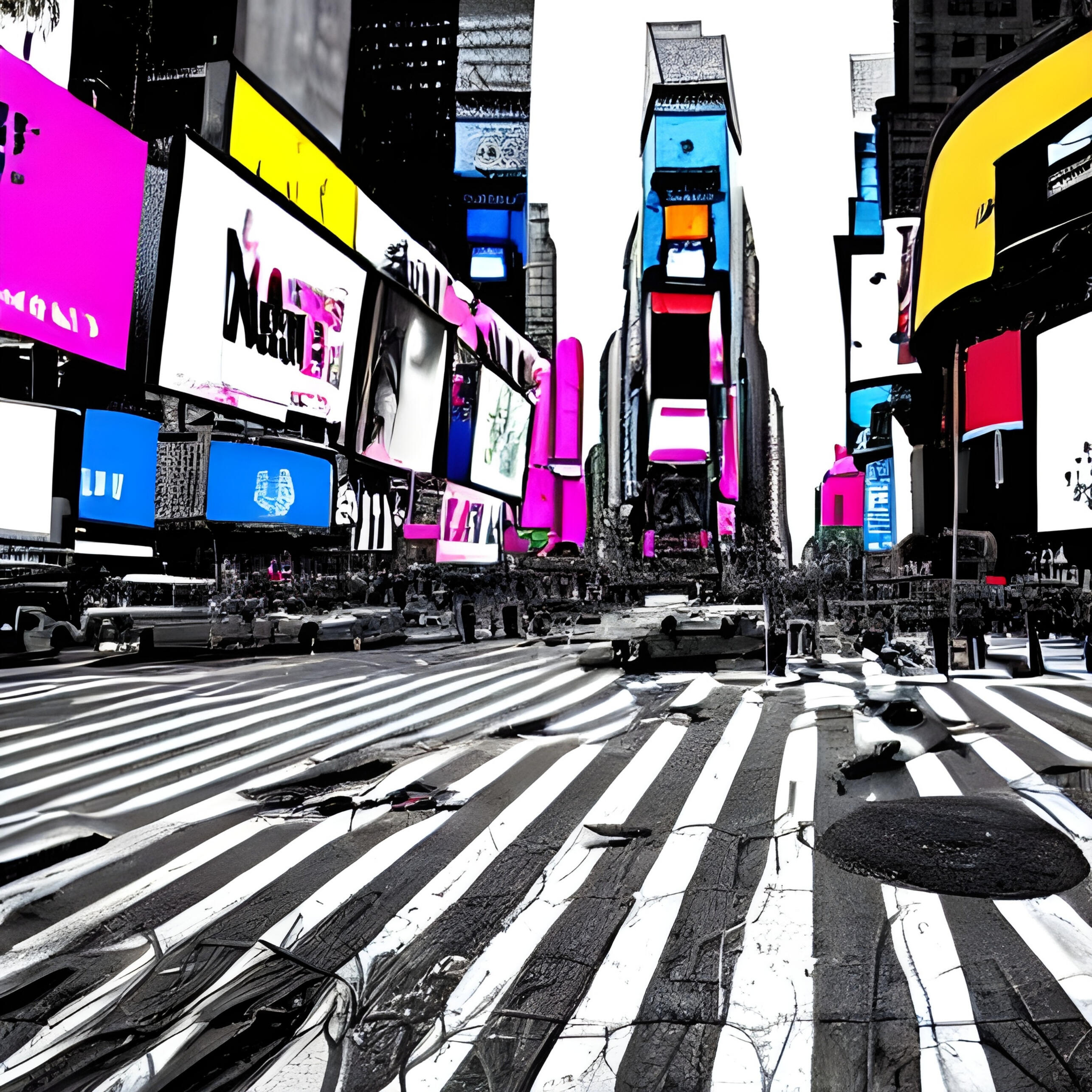 Times Square Abnormality Effect. Fine Art Print. SN NYC Collection. Urban Glitch Surrealism, Digital Distortion Art, First-Generation Generative Cityscape.