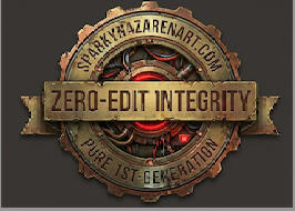 Zero-Edit Philosophy Official No-Edit Seal. Sparky Nazaren Art Integrity. First-Generation AI Verification, Never edited, Never retouched, Kept as generated originally